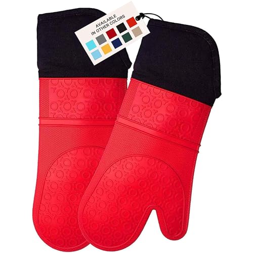 HOMWE Extra Long Professional Silicone Oven Mitt,...